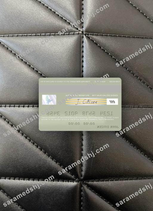 North Macedonia Stater Banka AD Kumanovo visa debit card photolook back